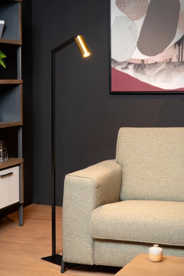 Lucide SYBIL - Lampadaire / lampe de lecture - 1xGU10 - Noir - ambiance 2